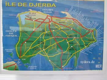 Karte von der Insel Djerba Tunesien