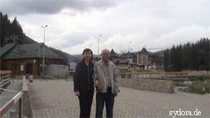 Peter Rauch und Nelia Sydoriak Skizentrum Bukovel in Karpaten
